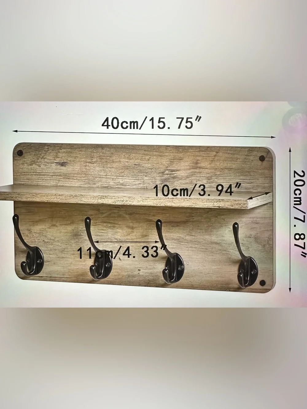 Coat Rack Shelf with 8 Hooks - Floating Shelves